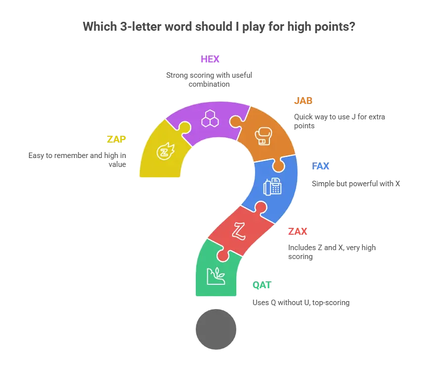 Highest Scoring 3 Letter Words Scrabble WWF visual selection 1